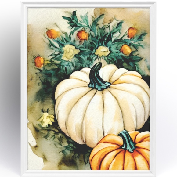 Wall Art Watercolor Floral Pumpkins Print Poster Card Unframed - Picture 3 of 10